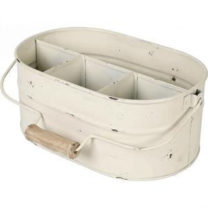 Porte-ustensiles de cuisine et de jardin intérieur/extérieur créatif en fer galvanisé avec poignée en bois, finition blanc antique - Product Image 1