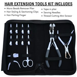 Stainless Steel Professional Hair Extension Tools Kit Sectioning Clips Parting Finger Sewing <b>Needle</b> Thread Cutting Scissor Tape - Product Image 2