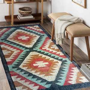 Alfombra Ecológica Impresa de Tejido Plano, Alfombras Kilim Personalizadas de Yute y Lana para Sala de Estar, Dormitorio y Estudio - Product Image 2