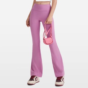 Wholesale Ladies Crossover <b>Flare</b> Pants Soft Touch Gym <b>Leggings</b> High Waist Wide Leg Activewear Trousers Solid Breathable - Product Image 3