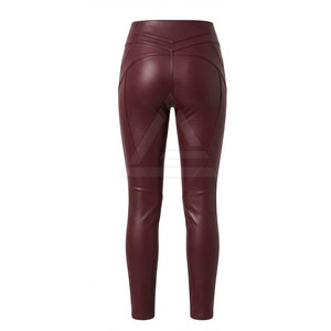 Leggings de cuero para mujer, pantalones elásticos ajustados de cintura alta para fiesta, uso diario informal y elegante - Product Image 2