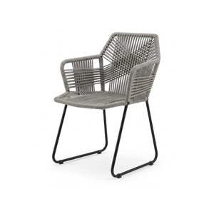 New Arrival Netto Rope Woven Grey Armchair Metal Legs for Outdoor Patio <b>Dining</b> Cafe Garden Balcony - Product Image 1