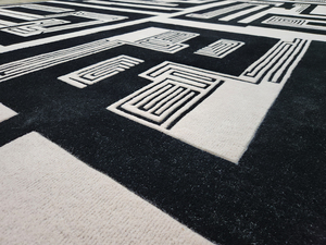 Tapis moderne de luxe tufté à la main, style géométrique 3D noir et blanc, à poils hauts et bas, le plus vendu, pour la vente en gros - Product Image 4
