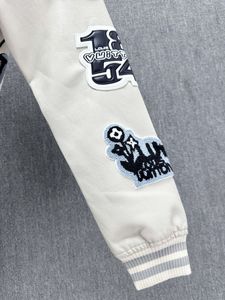 Multi-Patches 100% <b>Wool</b> Anti-Bacterial Breathable Windproof Embroidered Letter Pattern Streetwear Varsity Jacket - Product Image 4