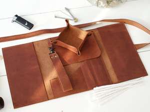 Estuche Enrollable para Pipas de Cuero Genuino Hecho a Mano con Cierre de Botón, a Prueba de Polvo y Ligero, Estilo Vintage para Viajes y Uso al Aire Libre - Product Image 5
