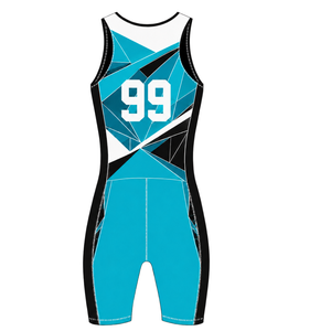 Traje de Competición de Remo Turquesa, Negro y Blanco para Hombre, Uniforme de Competición sin Mangas, Singlet de Alto Rendimiento, Personalizado, Venta al Por Mayor - Product Image 3
