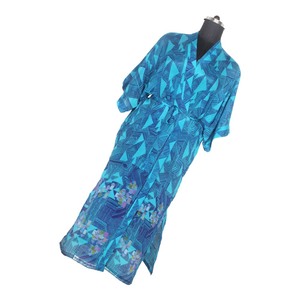 KL010 Kimono de Seda Floral Antiguo Estilo Sari, Chaqueta Larga de Invierno y Otoño con Cuello en V y Cierre de Cordón, Mangas Largas - Product Image 1