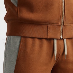 Survêtement à capuche pour homme avec blocs de couleur, fermeture éclair intégrale, vêtement de sport décontracté, respirant, en polyester et coton, coupe classique, pour l'automne - Product Image 5