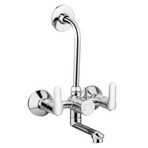 Grifo mezclador de pared 2 en 1 Tikton cromado premium con banda en L para agua fría y caliente, sistema de alta resistencia para lavabo de baño, ducha y lavandería - Product Image 1
