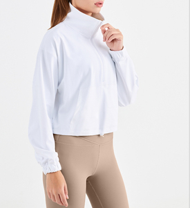 Chaqueta Deportiva Corta de Nylon y Spandex Suave para Mujer, con Media Cremallera, para Otoño e Invierno, Ideal para Correr y Hacer Ejercicio - Product Image 4