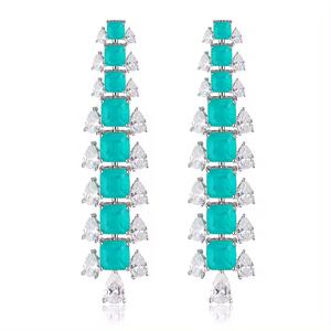 ต่างหูแบบห้อยสุดหรูแนววินเทจสีเงิน925ตามสั่งเครื่องประดับแฟชั่นทำจากมรกตจำลอง - Product Image 1