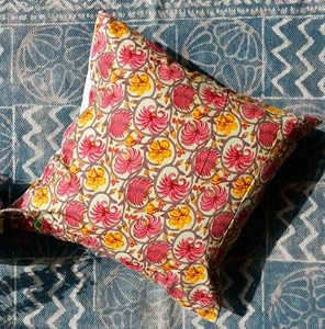 Indian Hand Block Printed Eco-Friendly Organic Customizable Bohemian Paisley Floral Cotton <b>Cushion</b> Cover Decorative Throw Pillow - Product Image 4