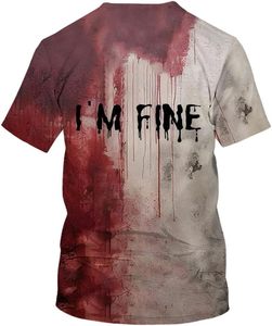 I'm Fine Blood Splatter <b>Gothic</b> T-<b>Shirt</b> Men Short Sleeve O-Neck Printed Design Regular Fit - Product Image 4