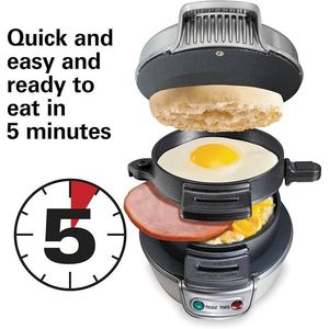 Customizable Breakfast Sandwich <b>Maker</b> with Egg Cooker Ring for English Muffins Croissants Mini <b>Waffles</b> Pe - Product Image 3