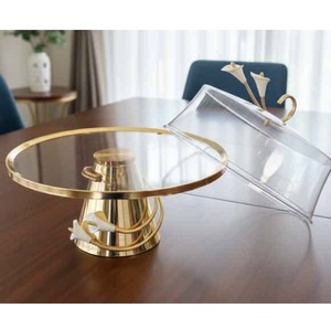 Popular Metal <b>Cake</b> Stands With <b>Glass</b> <b>Dome</b> Cover High Quality Round Dessert Display Stand Home Birthday <b>Cake</b> Supplies - Product Image 2