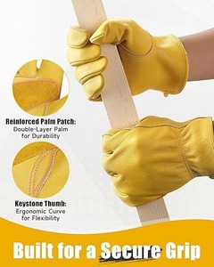 Gants de travail en cuir Gold Grip Pro Premium, gants de sécurité en cuir de vachette résistants pour la construction, le soudage, le jardinage et le travail à la ferme - Product Image 3