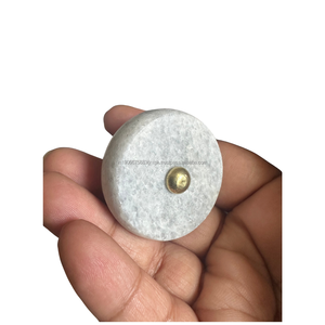 AG Elements Natural Marble <b>Cabinet</b> Knob Stone Drawer Pull 4cm Diameter Brass Insert Furniture Handle Modern Hardware - Product Image 2