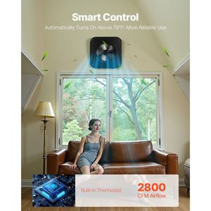 Ventilador Solar para Ático de 42 W con Flujo de Aire de 2800 CFM, Ventilador de Techo Resistente a la Intemperie, Bajo Nivel de Ruido y Adaptador Inteligente de 110 V Incluido - Product Image 3