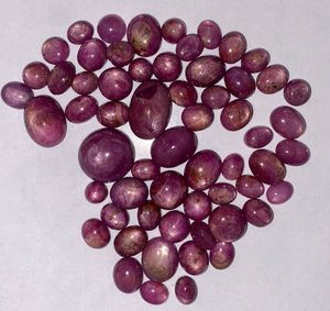 Natural Red Star Ruby Cabochon Lot 60 Pieces 499.30 Carat | Genuine Star Ruby Gemstone Bulk Wholesale for Jewelry - Product Image 1
