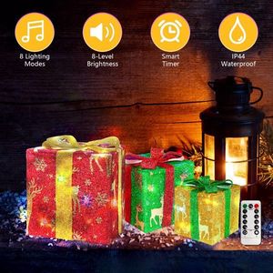 Set 3 Christmas Lighted Gift <b>Boxes</b> 50 LED Christmas Box Decorations Ribbon Bows IP44 Waterproof <b>Party</b> Lighting Ornament for Xmas - Product Image 2