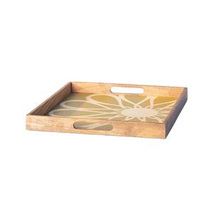 Mango de madera café té bandeja para servir gran organizador desayuno cama bandeja encimera cocina personalizado impreso bandejas decorativas - Product Image 1