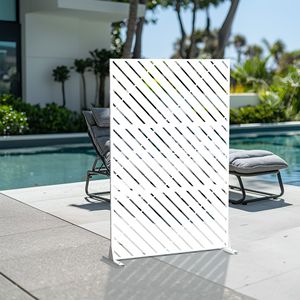 Bianco 72 \ "H X 47 \" W divisorio in metallo Freestanding per interni esterni Set di recinzione con schermo di Privacy per Patio giardino - Product Image 1