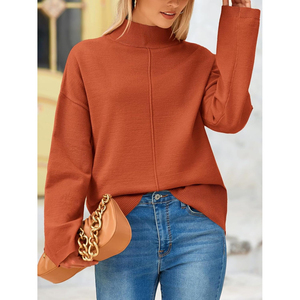 Suéter de Punto para Mujer, Cuello Alto, Color Único, Estilo Casual para Otoño - Product Image 2