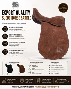 อานม้าโปโลหนังกลับแบบอังกฤษ พร้อมสายรัดเหล็กและสายรัดเอว ขายส่ง - Product Image 3
