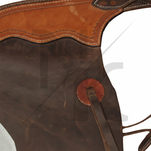 Cuissardes en cuir Western pour homme avec poche en cuir et fermeture à boucle, protections de cuisse en cuir véritable - Product Image 5