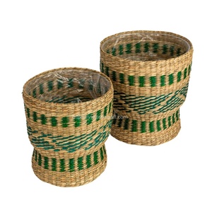 Viettimecraft écologique et durable paniers de rangement en jonc de mer colorés décor à la maison en gros du Vietnam jardinière incluse - Product Image 4