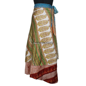 Rajasthani Fancy Reversible Silk Long <b>Wrap</b> <b>Skirt</b> Boho Stylish Multi Color Summer Wear Comfortable Fashion Hippie Style Free Size - Product Image 3