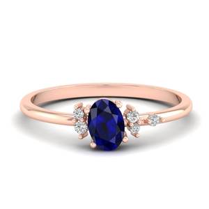Anillo de Compromiso REYES de Lujo en Oro Sólido de 14K con Moissanita Certificada GRA, Corte Oval Elegante, Gema de Zafiro Azul de 0.5Ct, Anillo de Diseño - Product Image 1