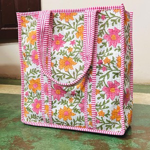 Sac fourre-tout matelassé en coton à imprimé floral abstrait, sac à main imprimé au bloc, sacs de shopping, sac de plage, sacs de voyage et sacs à bandoulière - Product Image 4