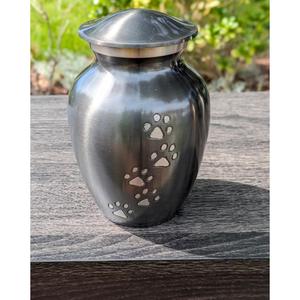 Urna Funeraria Negra para Mascotas con Huellas Doradas, Urnas Metálicas para Cenizas, Artículos Funerarios, Urnas para Animales Estilo Americano - Product Image 4
