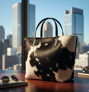 Leather Hair On Tote Bag Cowhide Handbag Women Shoulder <b>Purse</b> Stylish Fashion Casual <b>Large</b> Tote LHTB-0021 - Product Image 1