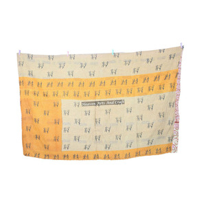 Vintage Indian Handmade Kantha Reversible <b>Quilt</b> <b>Throw</b> Bedcover Size Indian Reversible Hand Stitched Heavy <b>Throw</b> Old Sari Blanket - Product Image 1