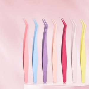 Pince à épiler professionnelle en acier inoxydable coloré, durable, à pointe lisse de 10 mm, anti-adhésive, pour extensions de cils DIY - Product Image 1