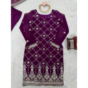 Women's Beautiful Party Wear <b>Suit</b> Set with Top Bottom and Dupatta - Product Image 1