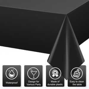 Lot de 3 nappes rectangulaires noires jetables en plastique, imperméables, pour remises de diplômes, anniversaires, mariages - Product Image 3
