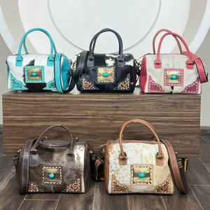 2025 Custom Mini Duffel <b>Bag</b> Hand Tooled Cowhide Leather Turquoise Stone Crossbody Luggage Travel <b>Shoulder</b> <b>Bags</b> for <b>Men</b> & Women - Product Image 4