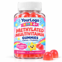Gummies multivitaminées méthyliées pour enfants sous marque privée, OEM, calcium, probiotiques, soutien à la croissance, végétaliennes, sans sucre, 60 unités