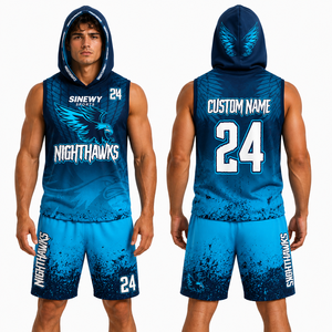 SINEWY SPORTS Nighthawks Hooded Compression 7v7 Uniform OEM Printed Jersey Shorts Sublimated Unisex - Product Image 1