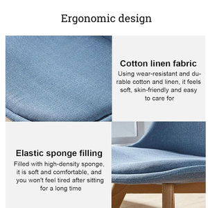 Chaise de salle à manger rembourrée moderne avec pieds en bois massif, chaise latérale en tissu pour salle à manger, cuisine, café, restaurant et hôtel - Product Image 3
