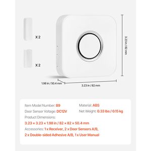Campanello Wireless DC 12V con Portata di 656 Piedi, 58 Suonerie, 5 Livelli di Volume Regolabili, Sensore di Contatto e Allarme per Porte - Product Image 4