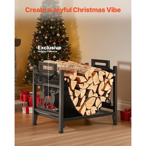 Support à bois de chauffage d'intérieur incurvé de 1,5 pi, style moderne, capacité de 40 lb, support en toile, acier thermolaqué, support de rangement pour bois - Product Image 6