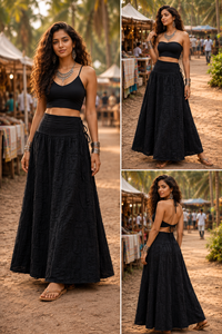 Falda Maxi Bohemia Verde Oliva para Mujer, Estilo Hippie, Larga, Estilo Cottagecore, Fluida - Product Image 6