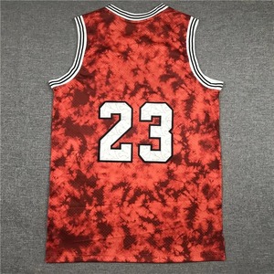 Maillot de basket sans manches pour homme, rouge tie-dye, numéro 23, sublimé, en mesh respirant, coupe classique, vêtement de sport pour adulte - Product Image 6
