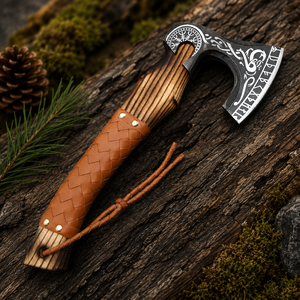 Hache viking artisanale sur mesure – Hache barbue de 22 pouces, lame en acier forgé, manche en bois de frêne, cadeau viking rustique - Product Image 5