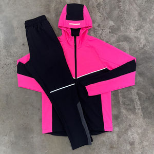 Chaqueta Deportiva Unisex con Capucha, Color Rosa y Negro, Cortavientos, 100% Algodón, Transpirable, de Secado Rápido, Manga Larga, Ligera - Product Image 5