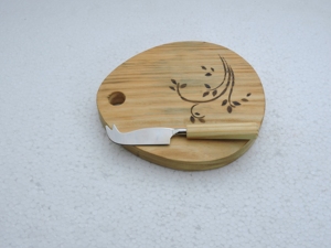 เขียงชีสไม้สั่งทำพิเศษ พร้อมอุปกรณ์ตัด คุณภาพสูง ทำจากไม้มะม่วง รูปทรงวงรี ขายดีที่สุด อุปกรณ์ครัวไม้ - Product Image 3